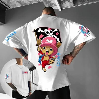 Unisex Baumwoll-T-Shirt ONE PIECE Tony Tony Chopper Sommer Baumwolle Streetwear Oversized Harajuku Anime Aufdruck Groß Locker Kurzarm