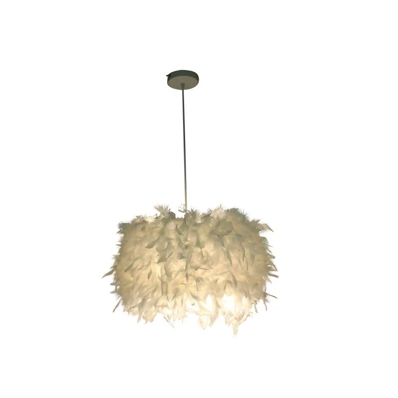 Pendant Lights E27 Feather Romantic Pendant Lamp For Living Room Lighting HangLamp Goose Feather Suspension Luminaire ZM1109