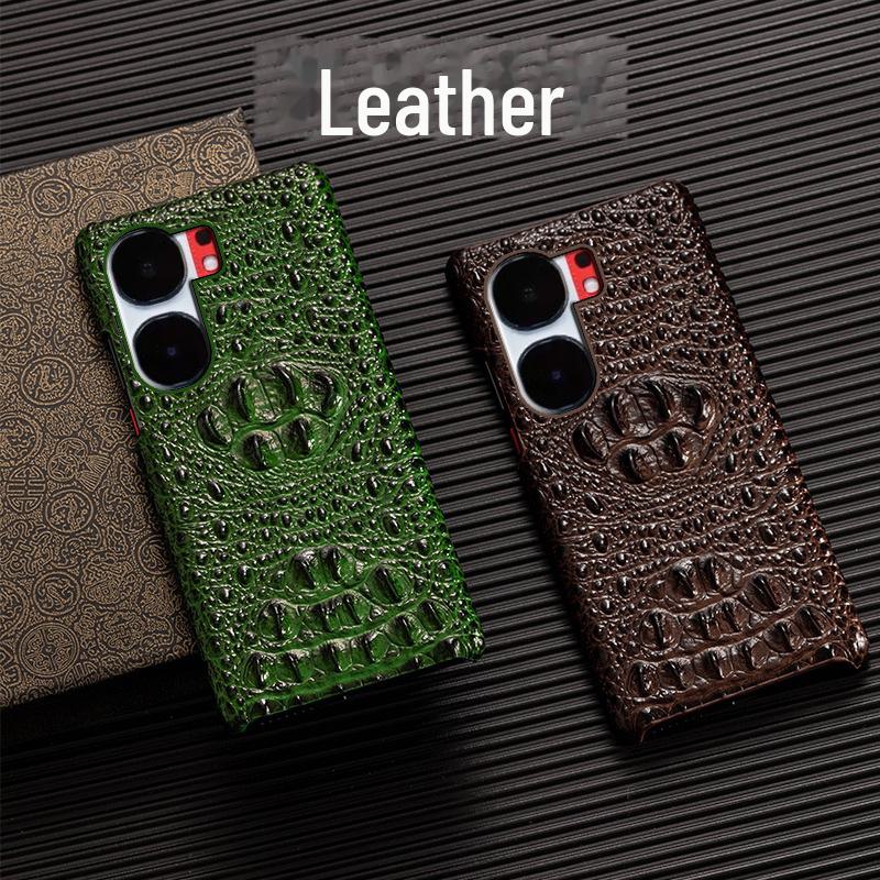 Genuine Leather Crocodile Skull Half Package Case for iQOO Neo6/Neo6SE