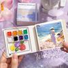 Mini Watercolor Paint Set with Notebook Palette Travel Art Supplies for Handmade Journal Outdoor Sketching Painting Kit gift