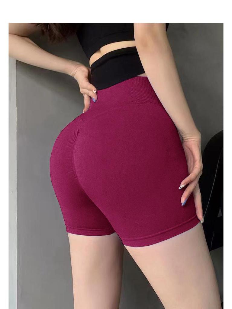 Pantaloncini da Yoga Senza Cuciture Vita Alta Europei e Americani - Pesca Sollevamento Estate Fitness Corsa