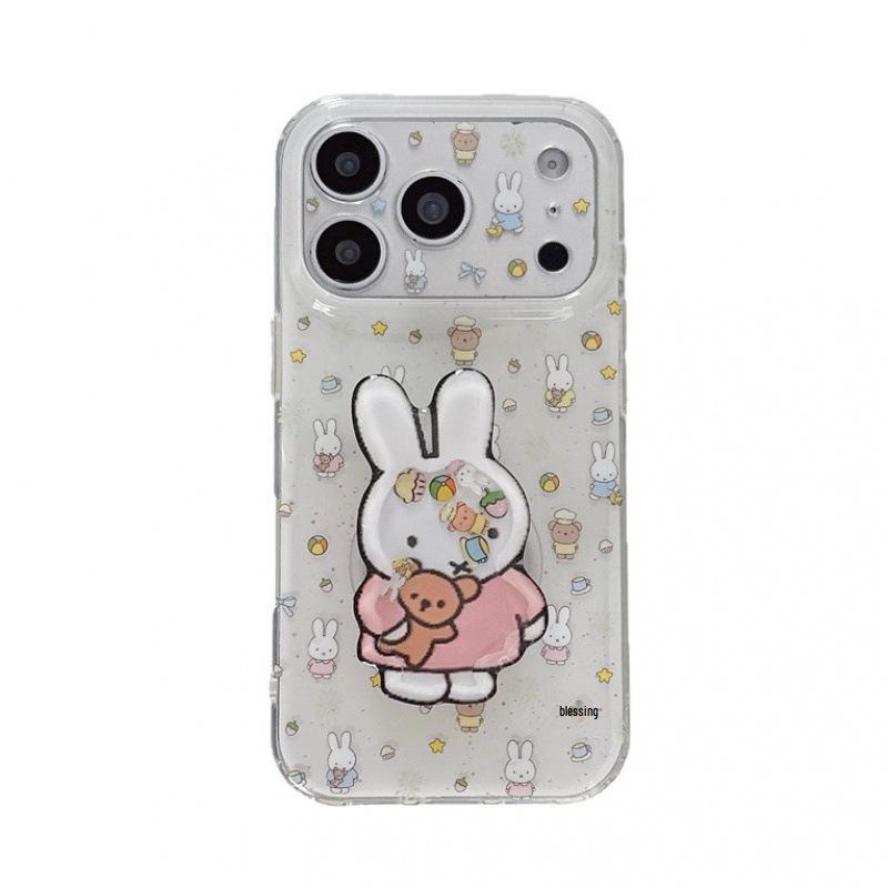 Pink Bunny Heart Phone Stand Case for iPhone 17/16 Pro Max/15/14