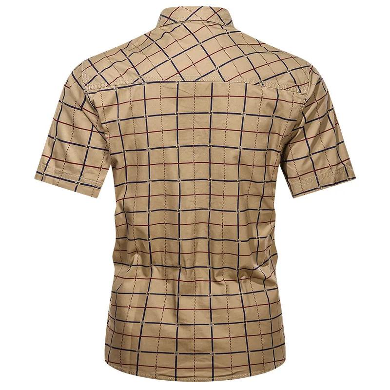 New Summer Men Plaid Shirts Male Military Outdoor Multi-pockets Tooling Shirts Quality Man Large Size Short-sleeved Shirts 5XL