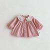 Autumn 2025 Peter Pan Collar Long Sleeve Baby Romper with Rabbit Ears for Girls