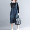 Anmida Denim Overalls Dress Relaxed Skirt, Fit, Stylish, Cute, Figure-Flattering, Pockets, Knee-Length, Spring/Summer
