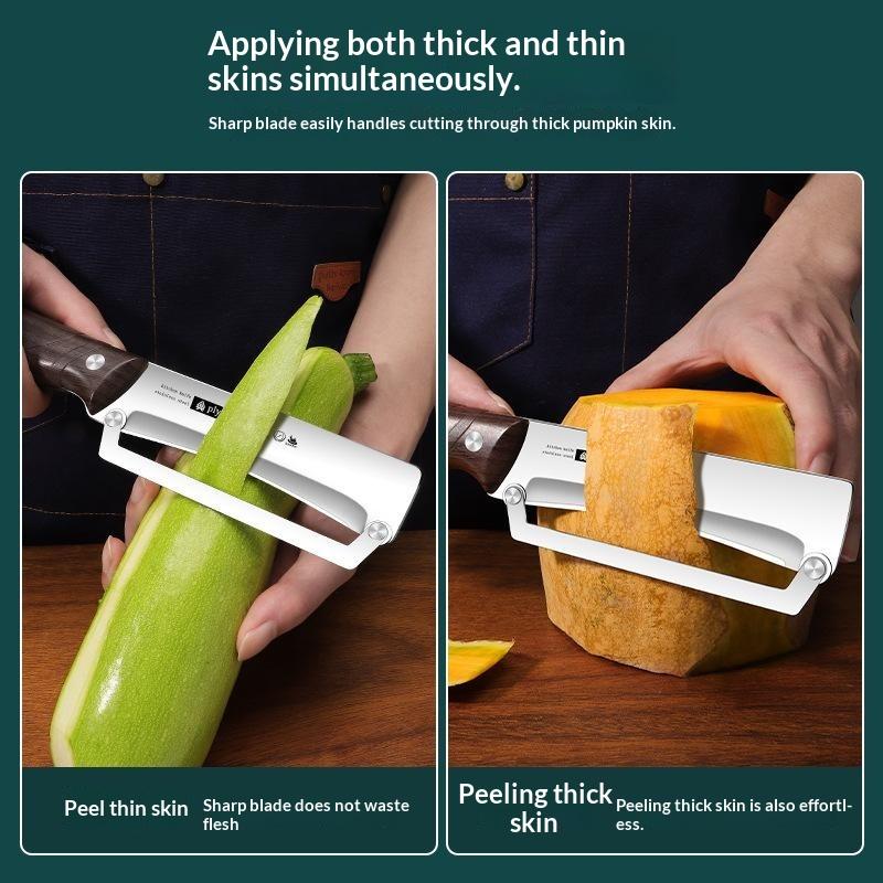 Stainless Steel Kitchen Peeler Multi-Function Kitchen-Specific Peeler For Slicing Fruit And Vegetables With Wooden Handle