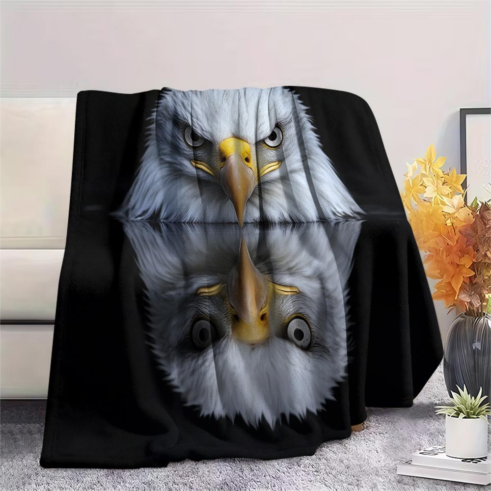 Schwarzer Adler, Muster Flanelldecke, Hohe Qualität, Bequem für alle Jahreszeiten, Heimdekoration, Wärme und Komfort, Perfekt für Geschenke.