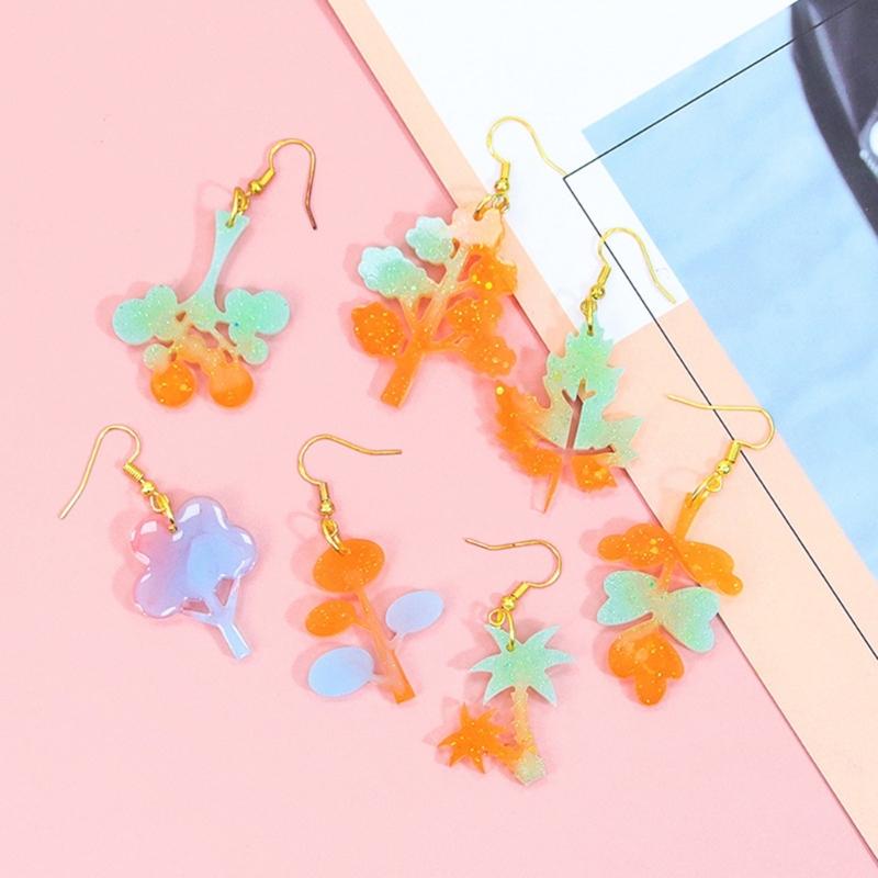 Flexible Silicone Earwear Mold Crystal Epoxy Leaf Earrings Mould Personalized Ear Pendant Mold Jewelry Making Supplies