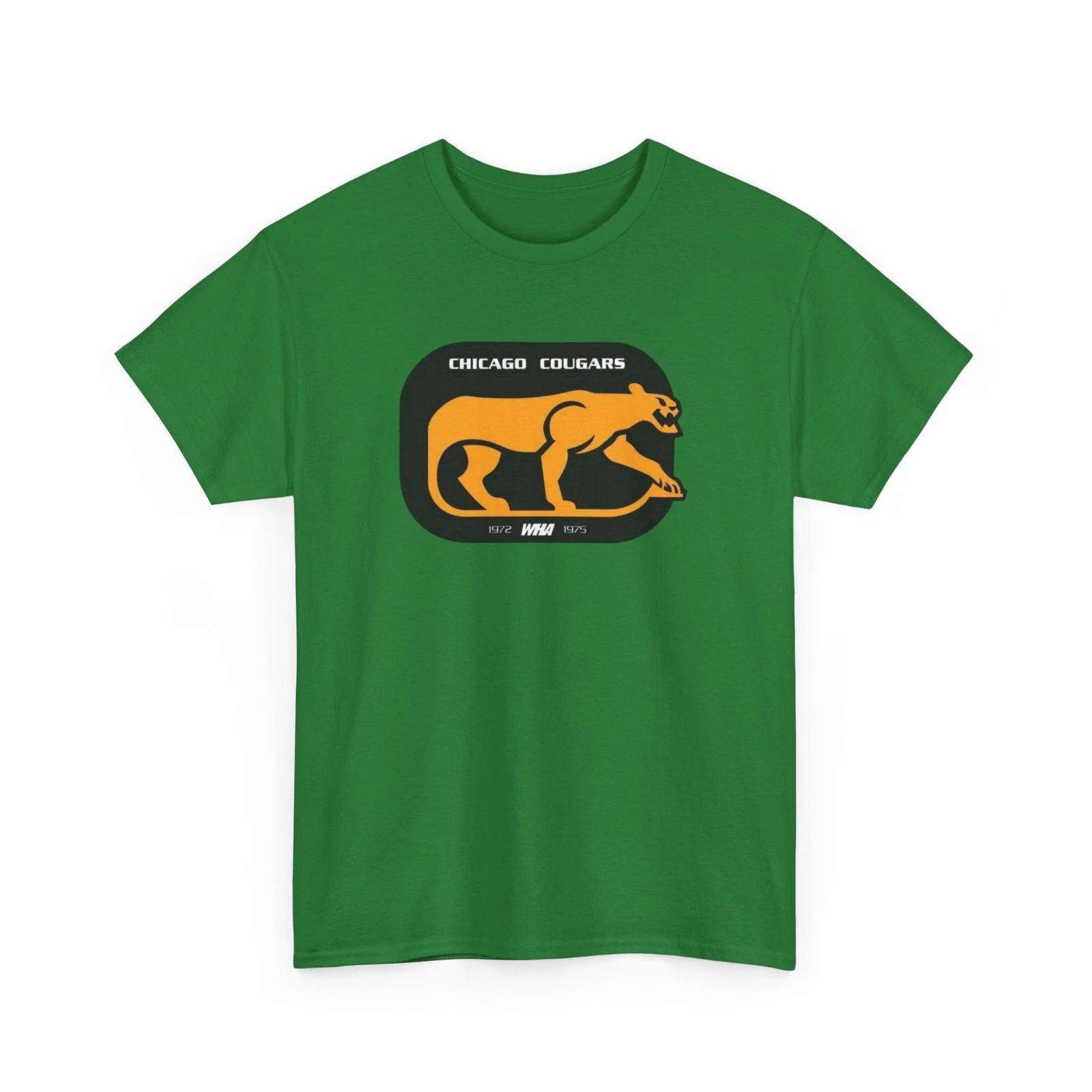 Defunct WHA Hockey Chicago Cougars Printed T shirt Vintage Sports Collectible S