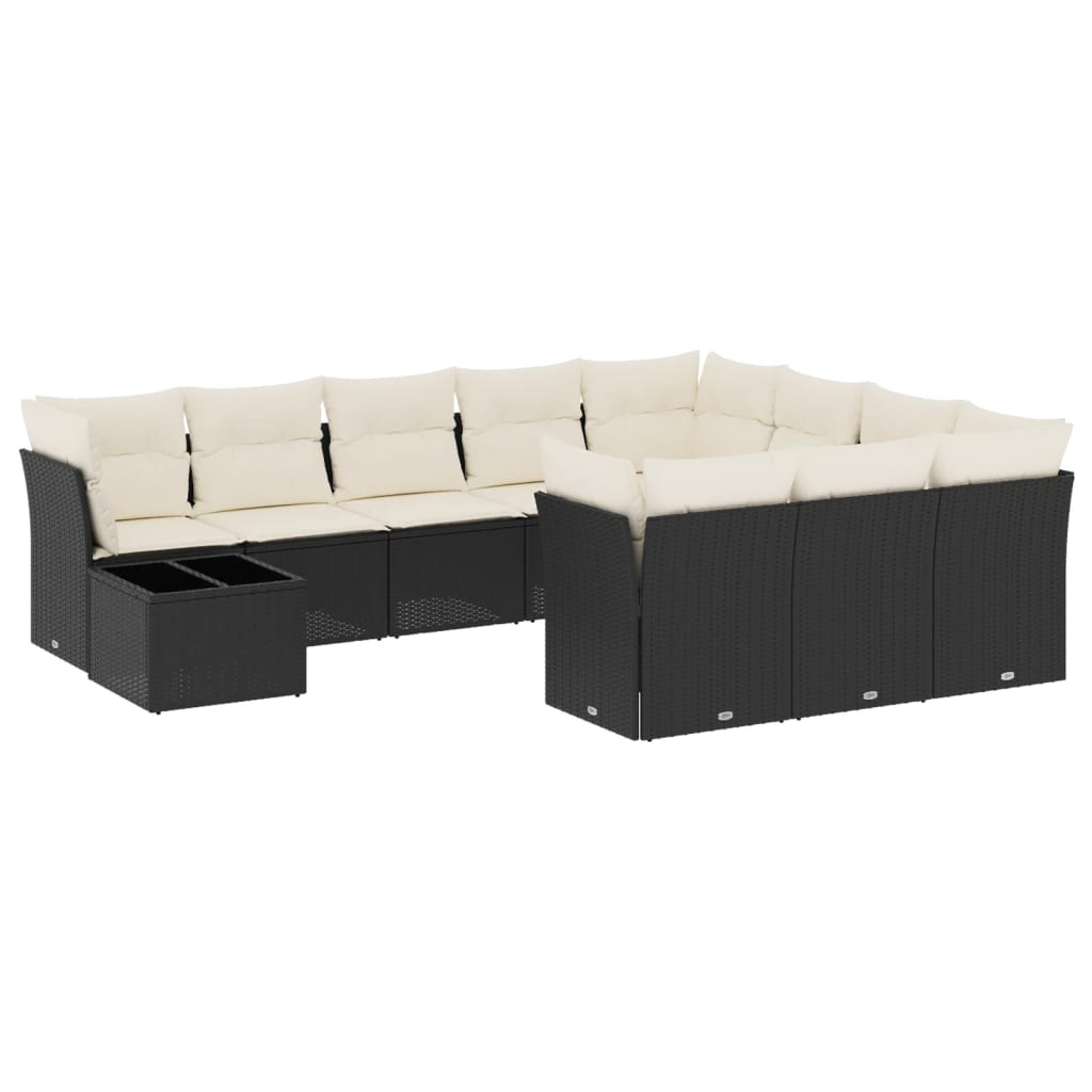 Vidaxl 11-Cz. Garten-Sitzgruppe, Kissen Schwarzer Rattan Pe