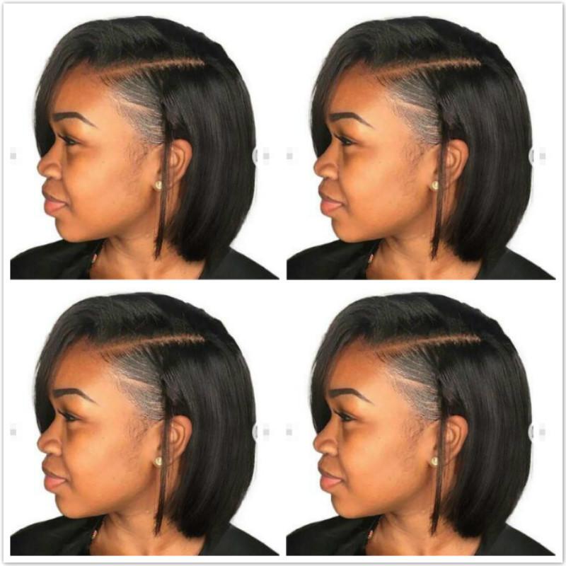 Europäische und amerikanische Perücke aus Chemiefasern für Damen, kurzes Haar, seitliche Spitzen, Bob-Kurzhaarperücke, kurzes glattes Haar, Kopfbedeckung aus Chemiefasern, Mindestbestellmenge