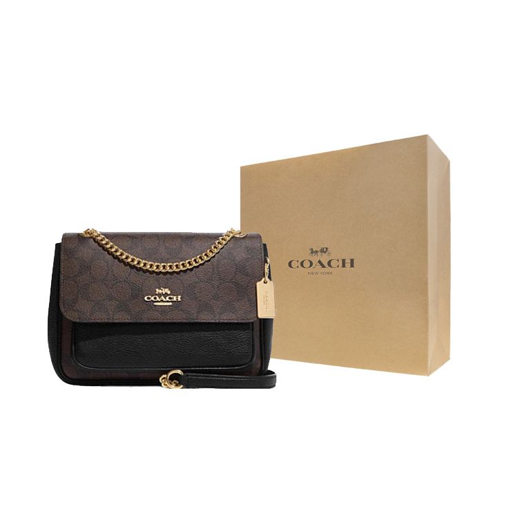 Coach Klare 25 Klassisches Logo Monogramm Print Klappenverschluss Handtasche Damenhandtasche Dunkelbraun CC878-IMAA8