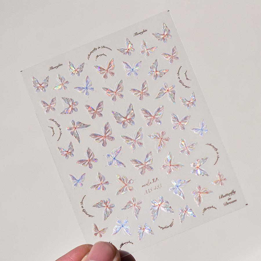 Tomoni Shell Light Nail Art Stickers: Peach Minnie & Colorful Butterfly Designs