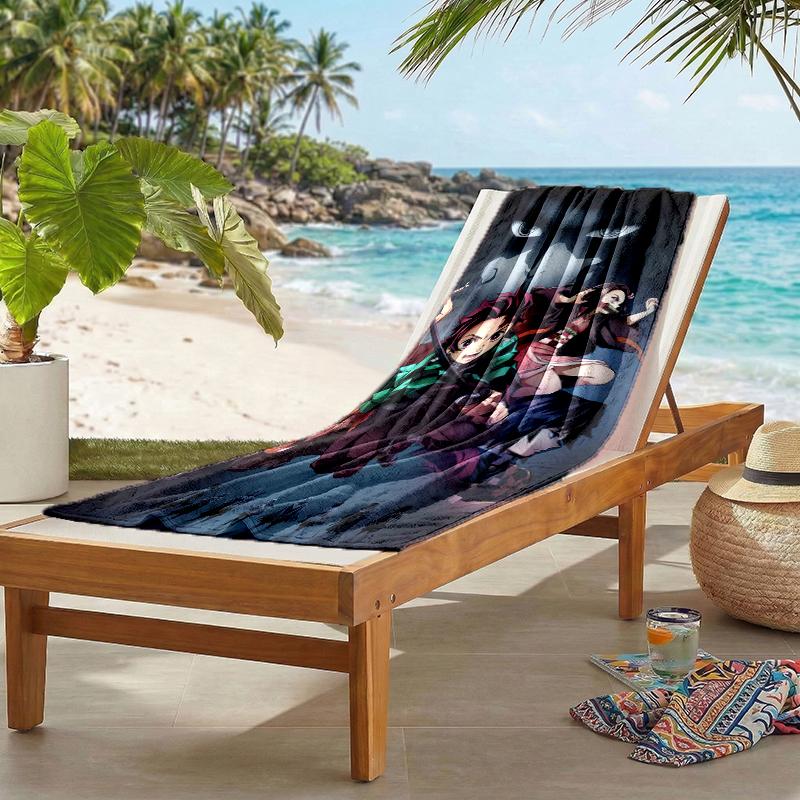 Demon Slayer Fashion Beach Towel: Ideal for Summer Adventures Soft, absorbent and quick drying suitable for swimming and bathing
