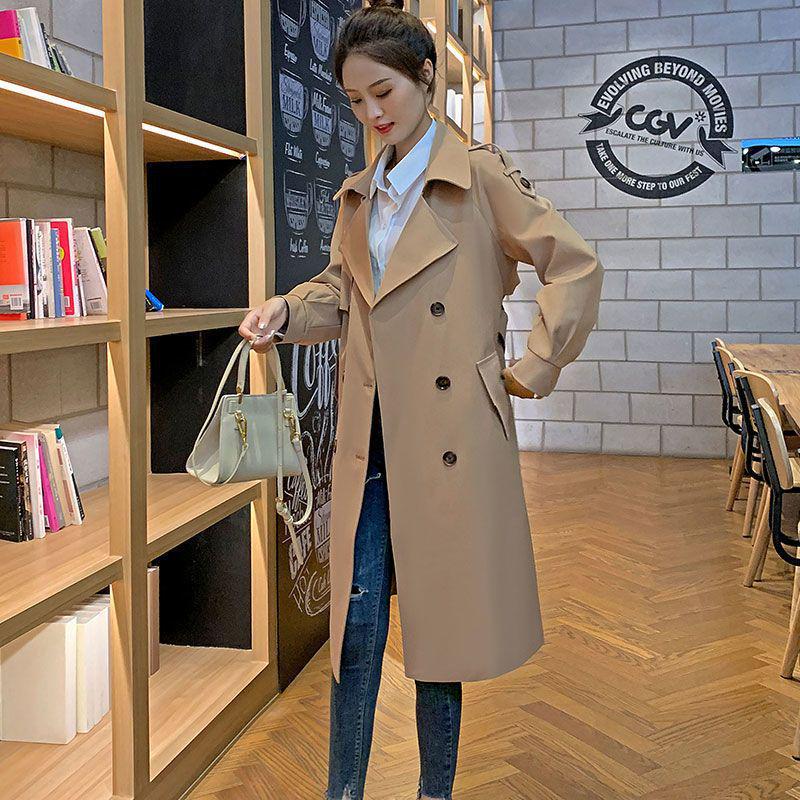 Damen Herbst Midilanger Trenchcoat - 2025 Schlankmachende Überknie-Übergröße Jacke