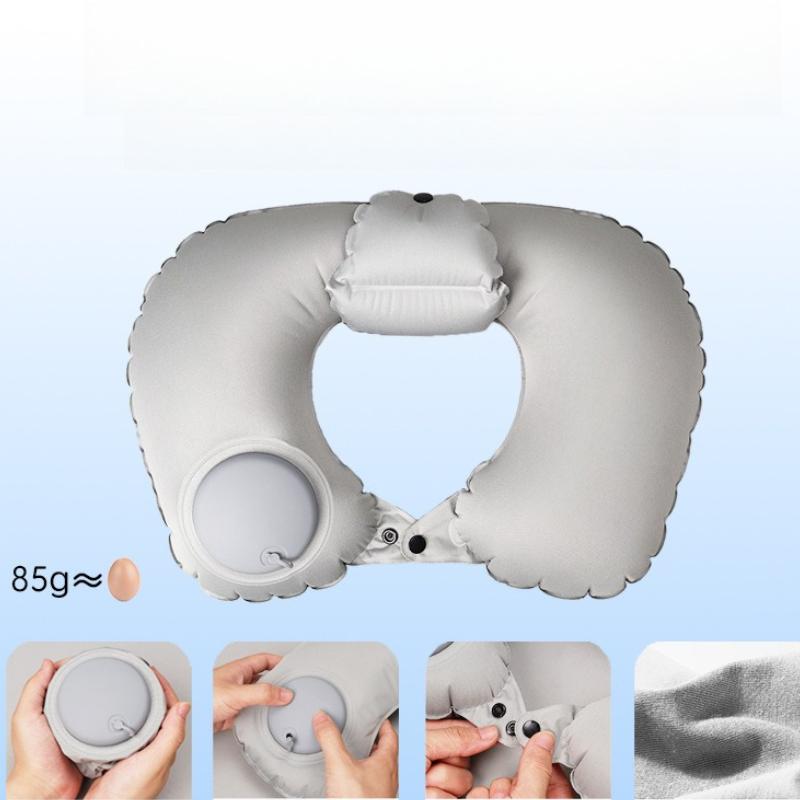 Inflatable U-shaped Pillow Press Portable Travel Neck Protection Pillow Raised Back Neck 360 ° Surround Support Ergonomic Design Neck Pillow
