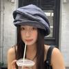 Japanese Octagonal Cap Cloth Pleated Painter Hat Fashion Denim Beret  Women