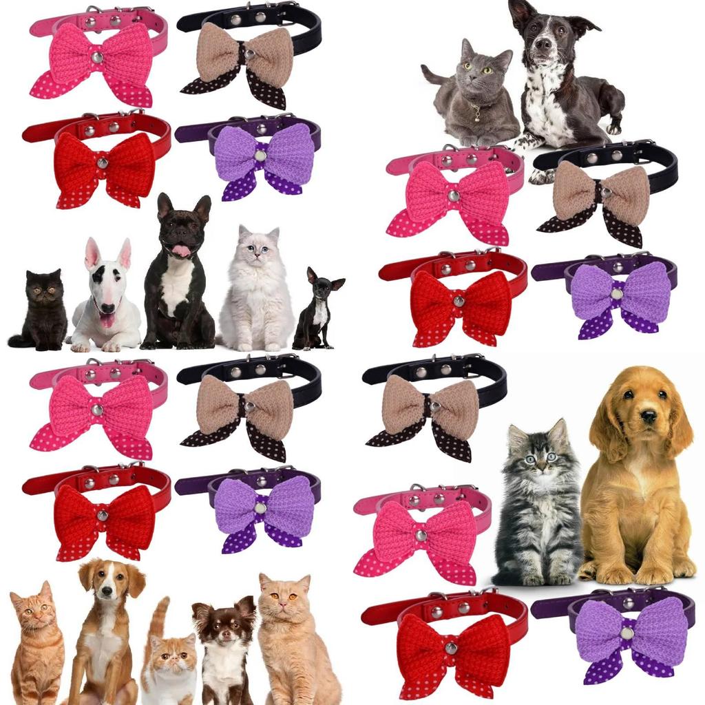 Stylish Bowtie Pet Collar In Vibrant Colors For Cats And Dogs With Adjustable Size