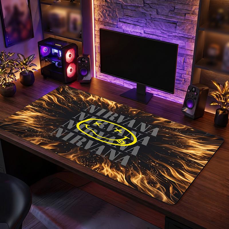 Nirvana Print Large Mouse Pad Smooth Surface Anti?Slip Desk Mat For Gaming Office Laptop Decoration