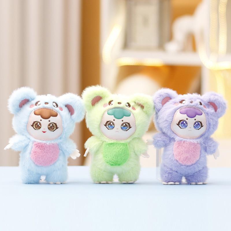 Baby Three Plush Toy Keychain With Super Soft Short Plush For Kids Backpack Decor