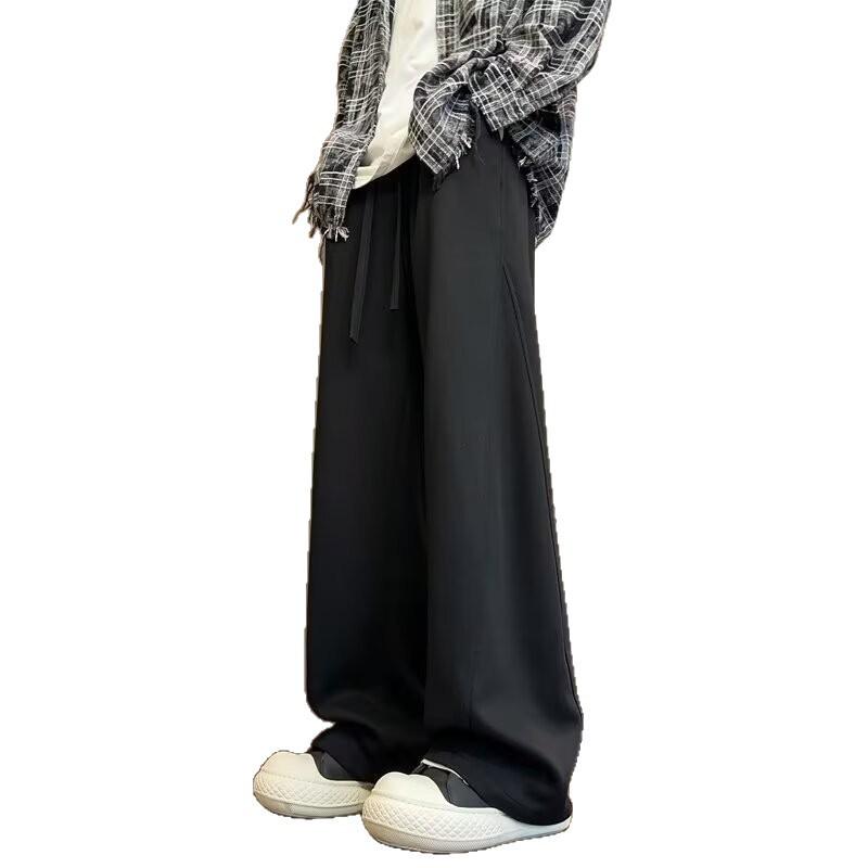 Fleece solid-color sweatpants men's and women's autumn and winter new thin wide-leg loose and versatile casual trousers