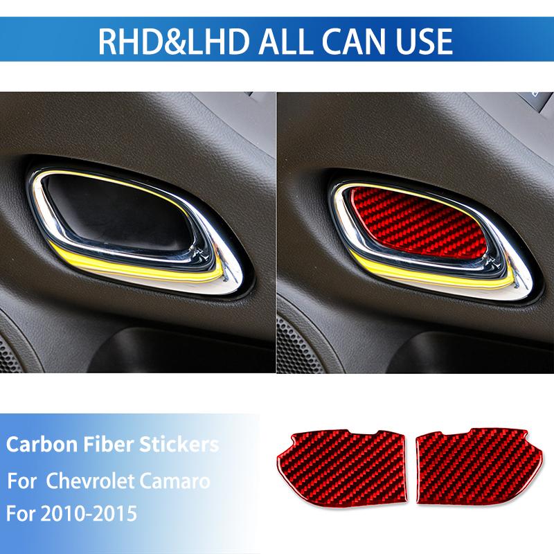 Carbon Fiber Inner Door Handle Bowl Cover Accessories Styling Decoration For Chevrolet Camaro 2010 2011 2012 2013 2014