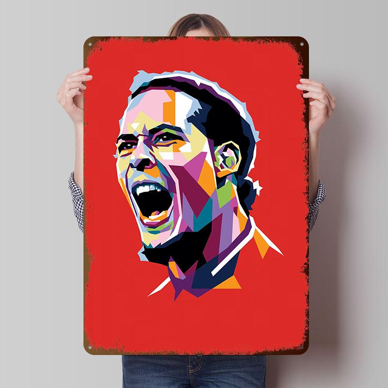 Virgil Van Dijk Pop Art Portrait Printed Poster Customized Wall Art Retro Vintage Metal Tin Signs for Room Office Decoration 20x30cm(7.8x11.8inch)
