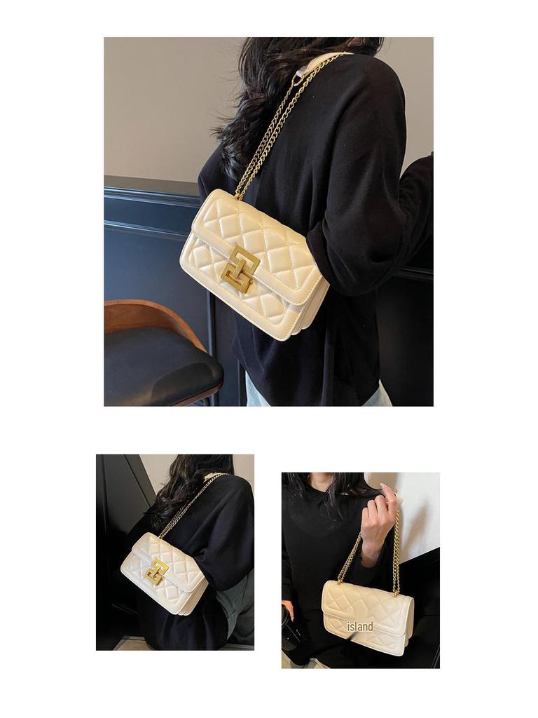 2025 Winter Women's Argyle Chain Versatile Crossbody Bag - Fashionable Small Square Shoulder Bag, Light Luxury