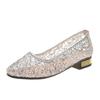 Spring New Hollow Mesh Lace Pointed Low Heel Shallow Mouth Doudou Mesh Single Shoes Women