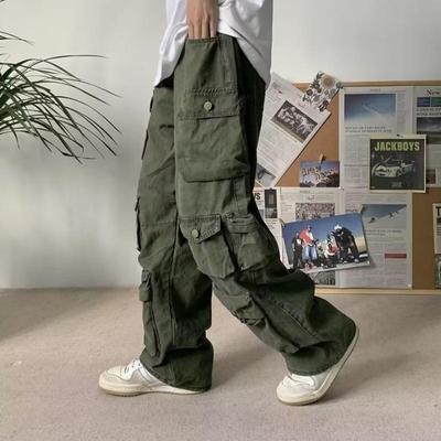 Men's American Retro Multi-Pocket Loose Wide-Leg Overalls  