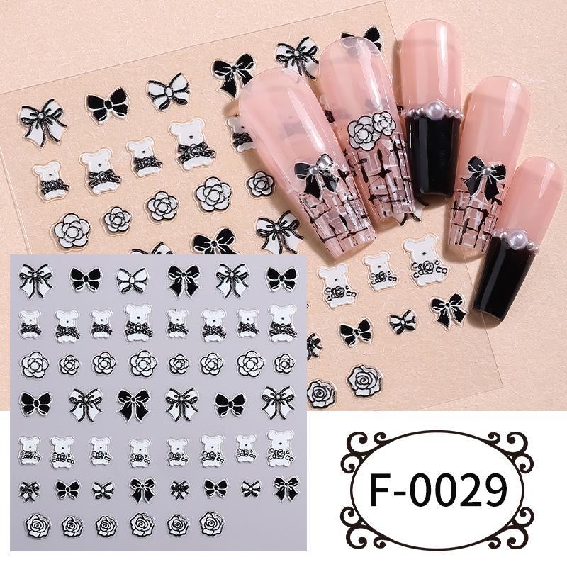 Zhengxiang 5D Embossed Nail Stickers - Bow, Flower, Fruit Designs