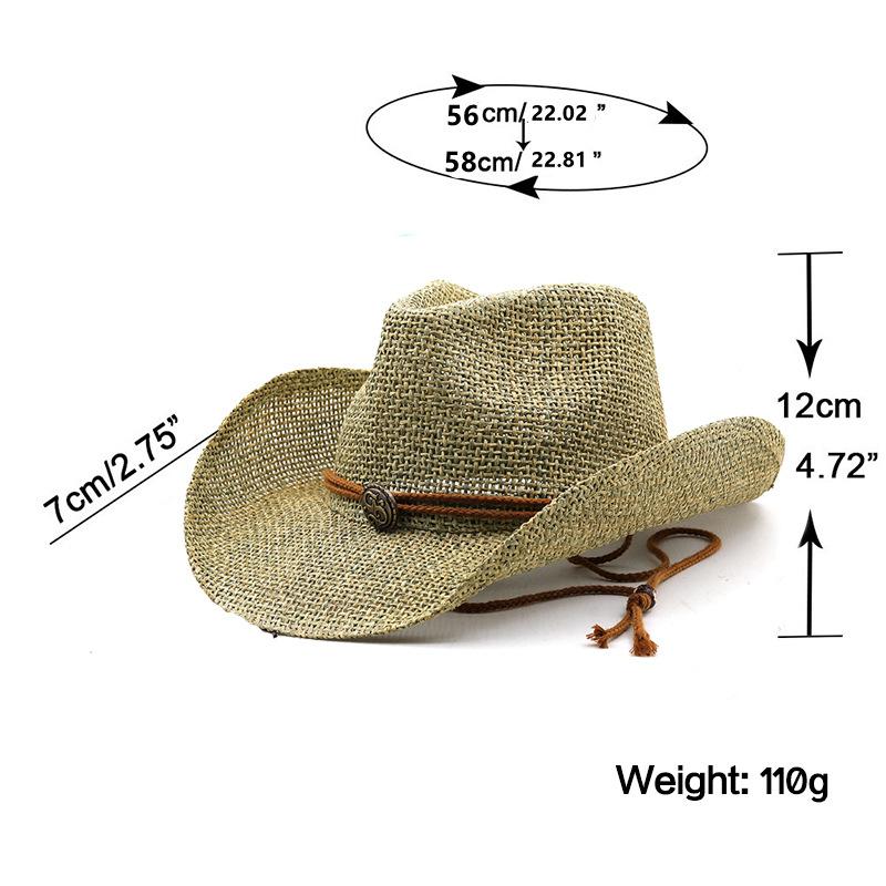 Simple salty grass handmade western denim straw hat top hat outdoor beach hat sun hat NZCM