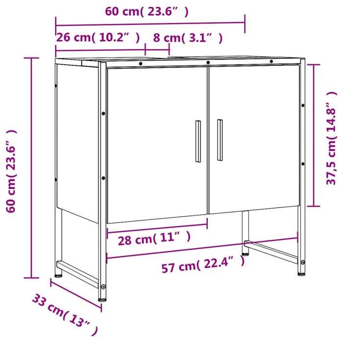 VidaXL Armoire Lavabo de Salle de Bain, Placard sous Vasque avec Porte, Meuble de Rangement, Organisateur de Toilette 842456