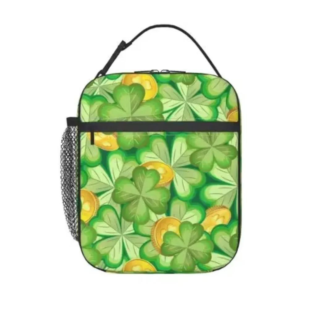 3D St.patrick Day Clovers Insulated Lunch Bag Many Green Clover Lunch Box Lunch Bag for Women Food Tote Bags Reusable