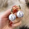 High-End And Fashionable Ocean Pearl Earrings, Set With Cubic Zirconia  Women'S  Luxurious Fashion Jewelry