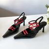 Novelty Straps Buckle Designer Thin High Heels Women Sexy Pointed Toe Heeled Sandals Patent Leather Women Pumps Wedding Shoes