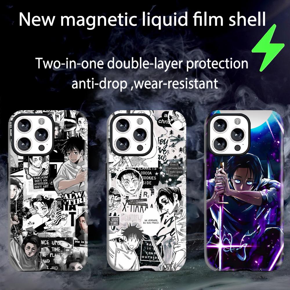 Custodia per Telefono Anime Yuta Okkotsu Jujutsu Kaisen Magnetica 2 in 1 Guscio Lucido Per iPhone 17 16 e 15 14 13 12 11 Pro Max Plus mini XS