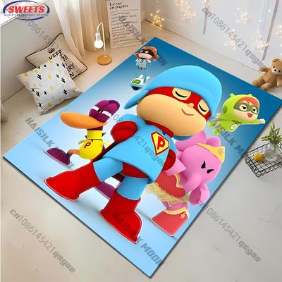 Süßer Cartoon P0c0y0 Motiv Teppich für Wohnzimmer, Schlafzimmer, Kinderzimmer, Großer rutschfester Dekorativer Teppich, Wunderbares Geschenk für die Familie