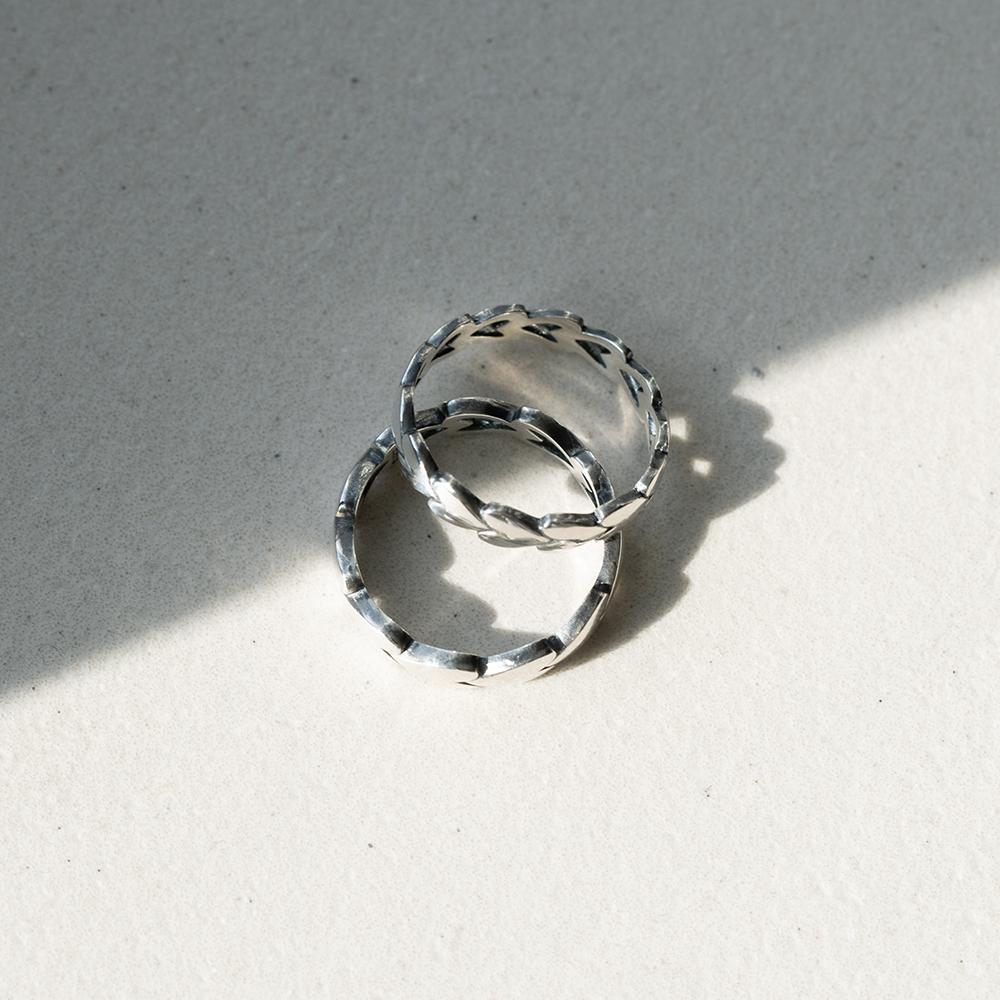 Alleun Silver 925 Heart Layered Silver Ring Mini Bold