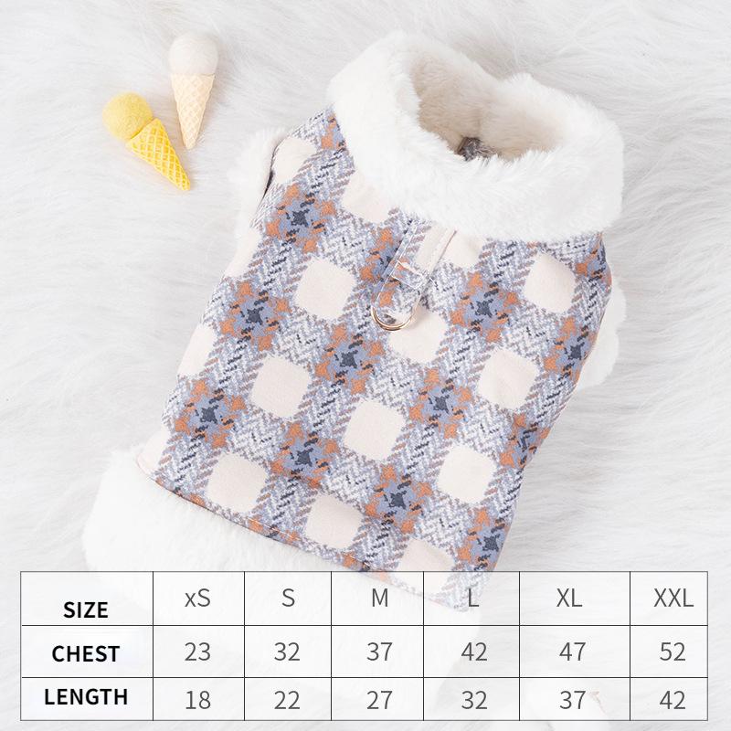 Dog Autumn and Winter Coat Warm Clothing Suede Thickened Plush Can Be Connected To Traction Clothes Teddy Cat Pet Clothing