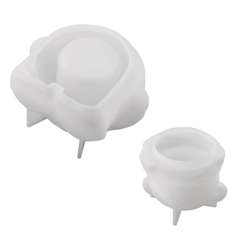 Bear Statue Resin Jar Molds Candle Cup Silicone Mould with Lid for Making Candle Container Chocolate Holiday Decoration