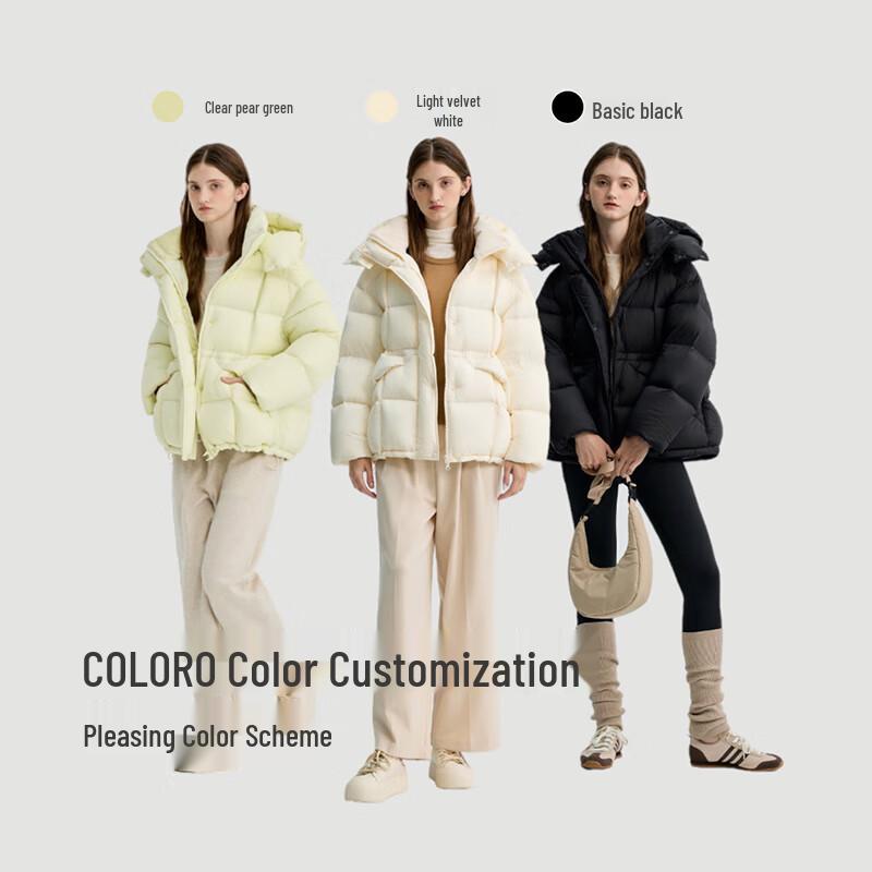 BINJORA Women's Detachable Hood Puffer Down Jacket