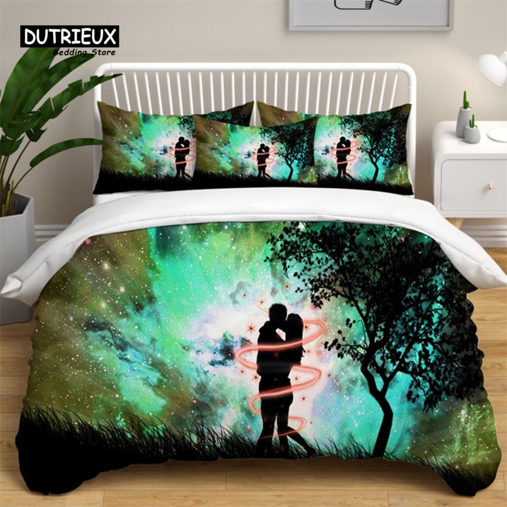 Love Heart Bedding Sets Queen Size Microfiber Romantic Wedding Duvet Cover Set Gift For Valentine's Day For Girls Women Bedroom