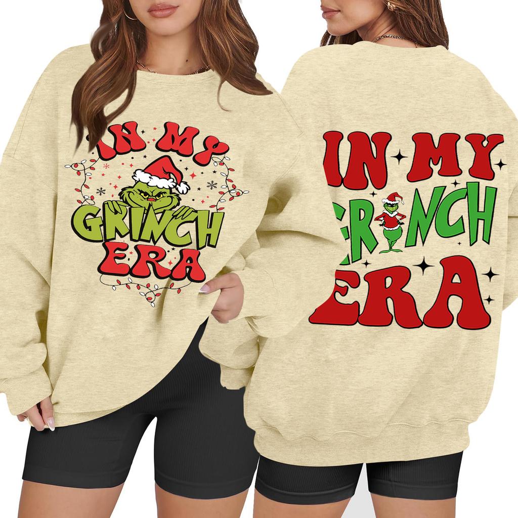 Women's Casual Fashion Long Sleeve Christmas Printed Round Neck Sweatshirt Top