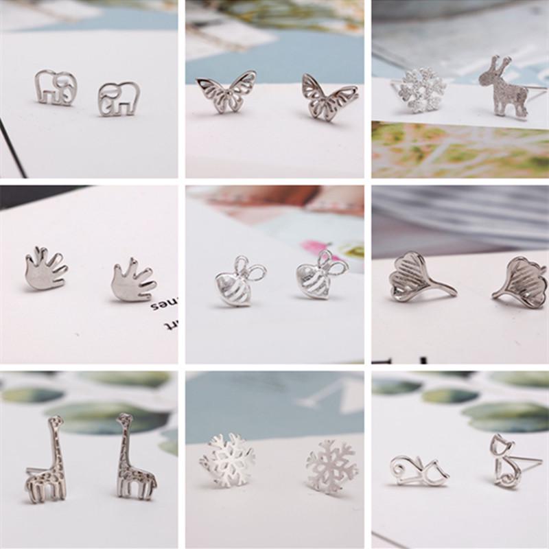 

Korean 925 Silver Minimalist Stud Earrings for Women
