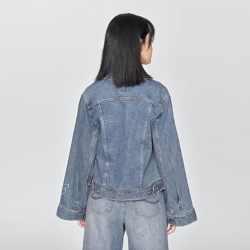 Lee Women's Comfort Fit Printed Denim Jacket with Flared Cuffs