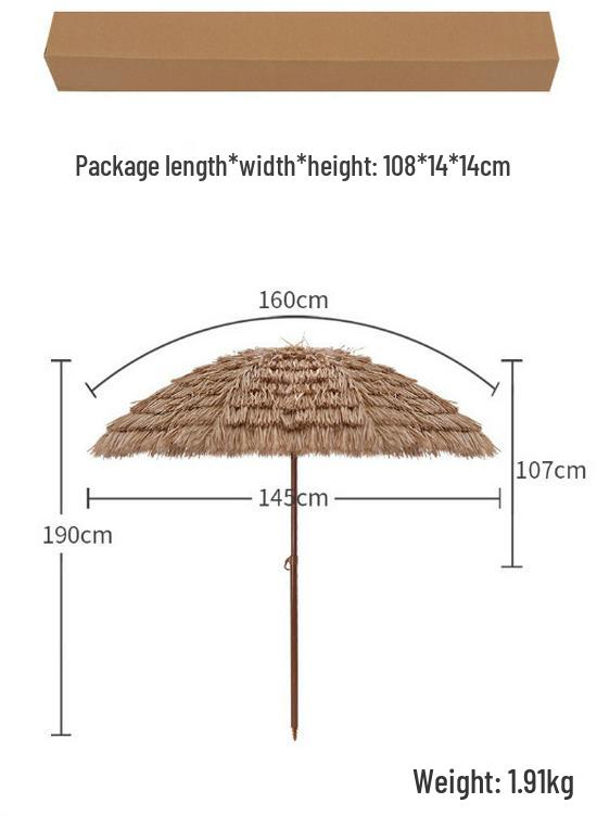 Outdoor Straw Thatch Sun Umbrella with Tassels for Villa Courtyard or Homestay