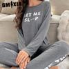 GMXIA Pyjamas Homewear Letters Long-sleeved Tops and Trousers Loose Casual Comfortable Two-piece Set Can Be Worn Outside