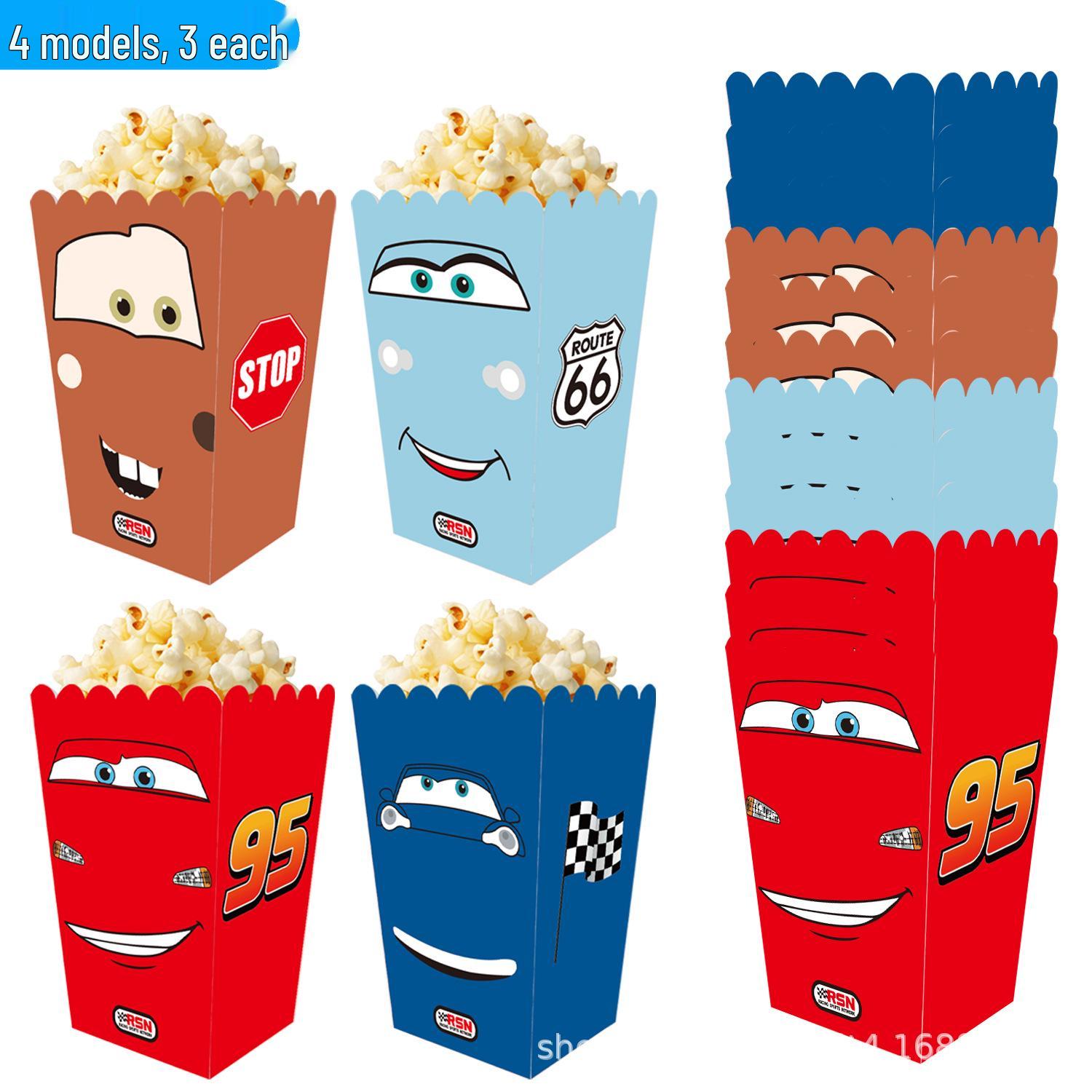 Cars Theme Popcorn & Snack Box - Foldable Candy Packaging Box