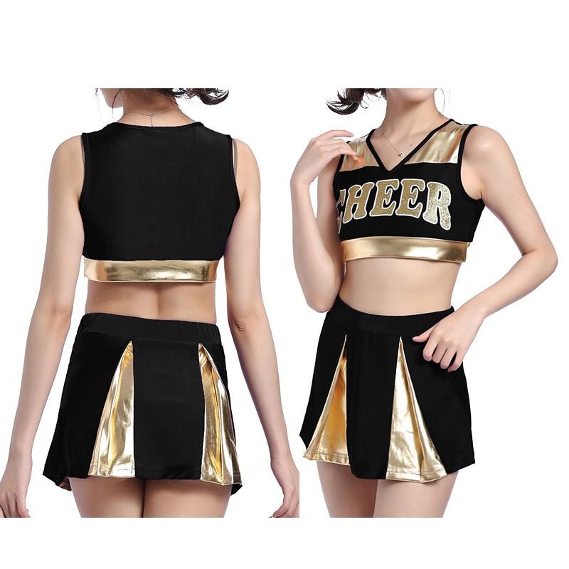 Womens Sexy Cheerleading Dance Costume Short Skirt Set Performance Competition
